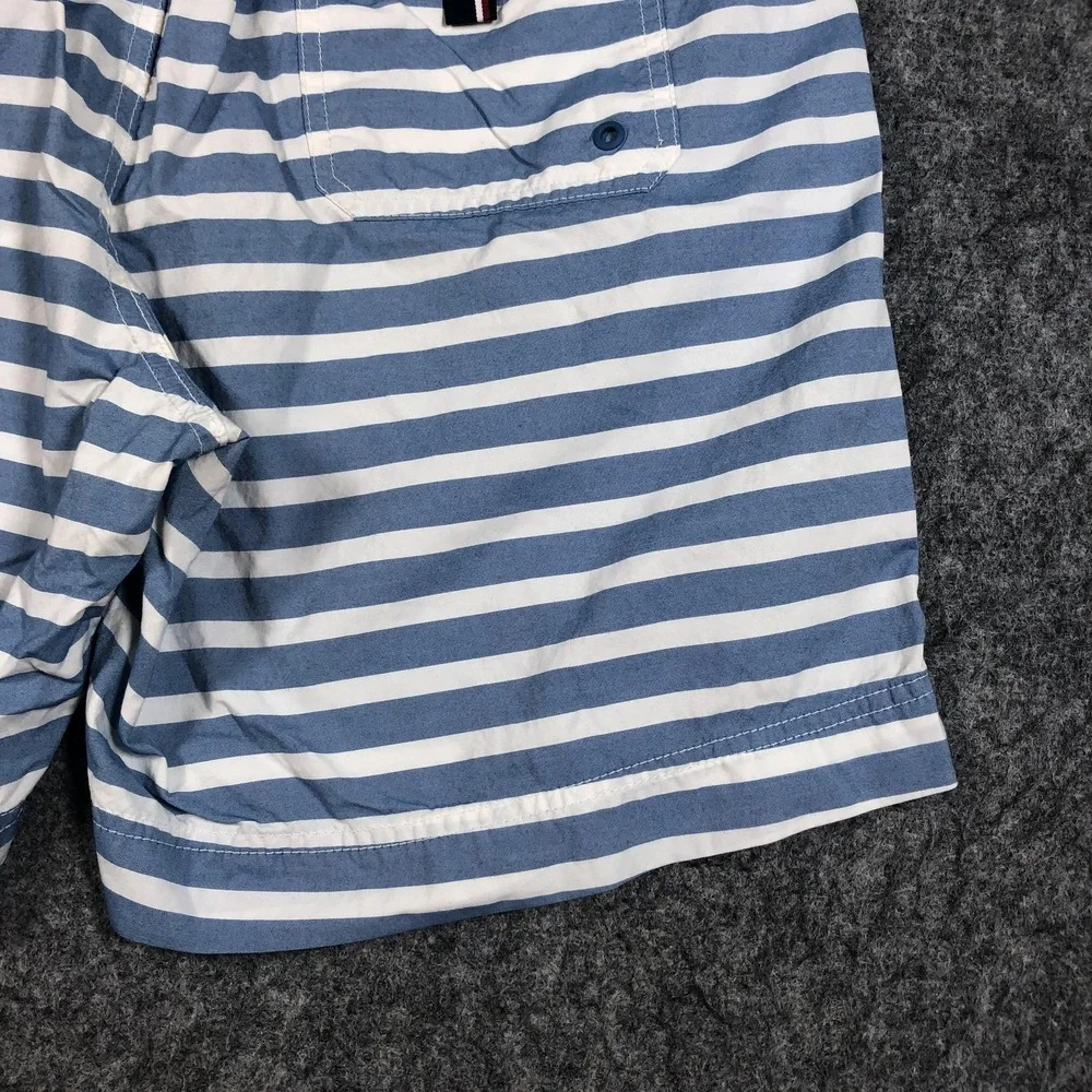 Tommy Hilfiger Swim Shorts Mens Large Blue Striped Drawstring Lined Trunks